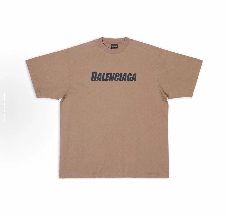 Balenciaga SS23 Ripped Letter Logo Vintage Crewneck Short
