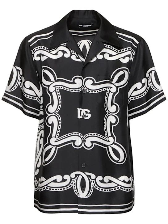 Dolce & Gabbana o1lsvrm0425 Silk Twill Shirt in Black/White Size US M / EU 48-50 / 2 - 1 Thumbnail