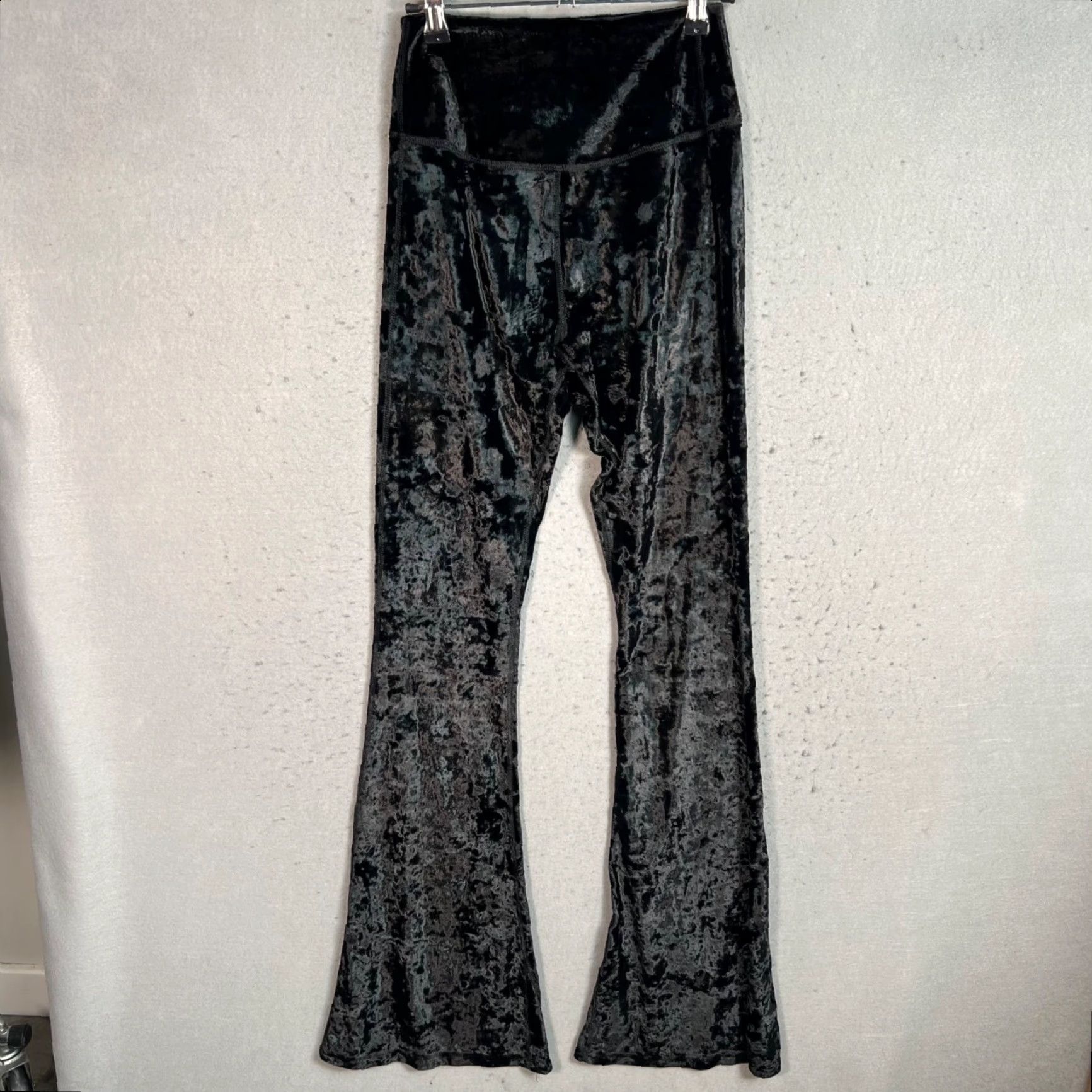 Splits59 VINTAGE Splits59 Womens Black Velvet Flared Leggings Pants M Size 32" / US 10 / IT 46 - 2 Thumbnail