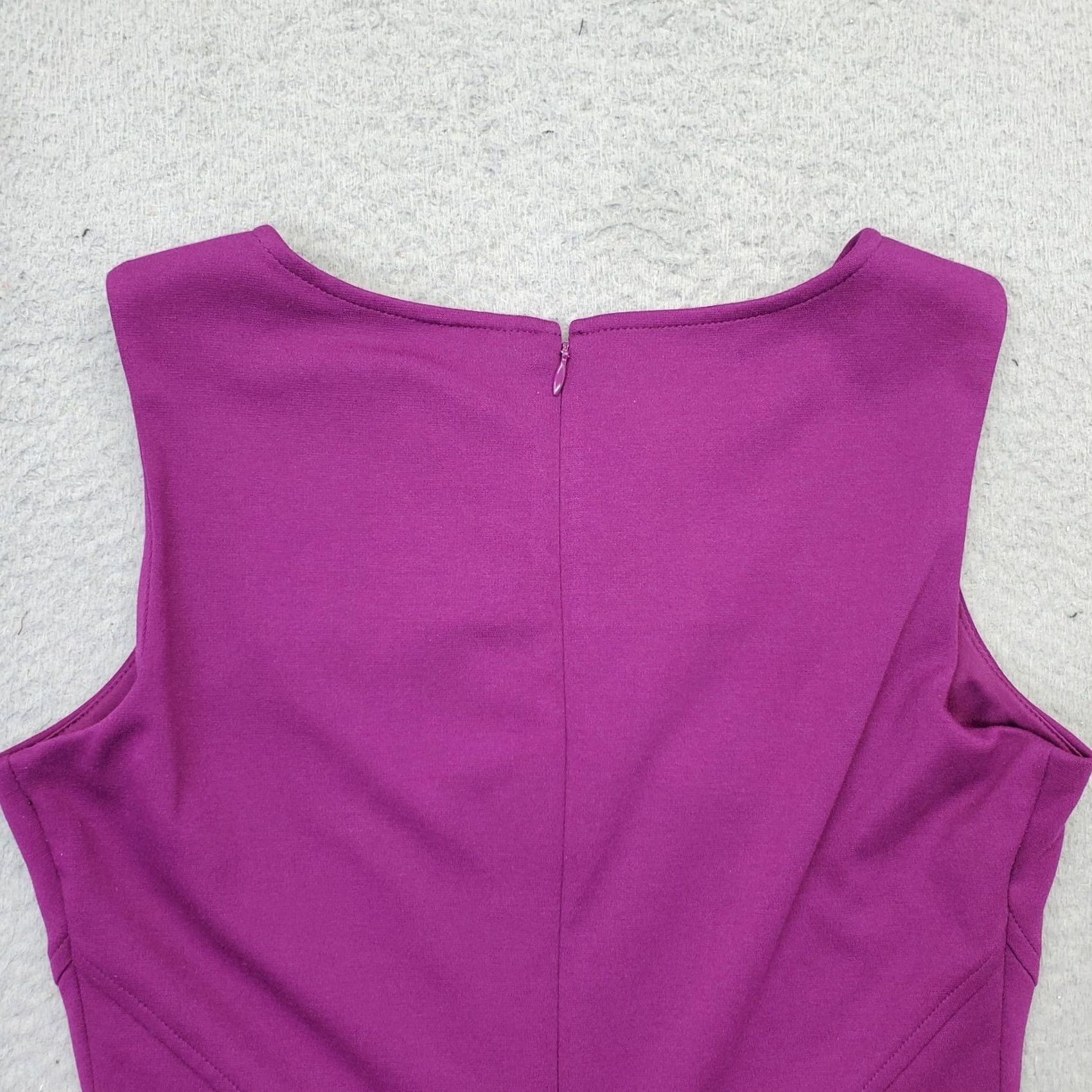 Vintage Ivanka Trump Sheath Dress Women 4 Purple Round Neck Criss Cross Back Zip Sleeveless Midi 2010s Womens Size S / US 4 / IT 40 - 8 Thumbnail