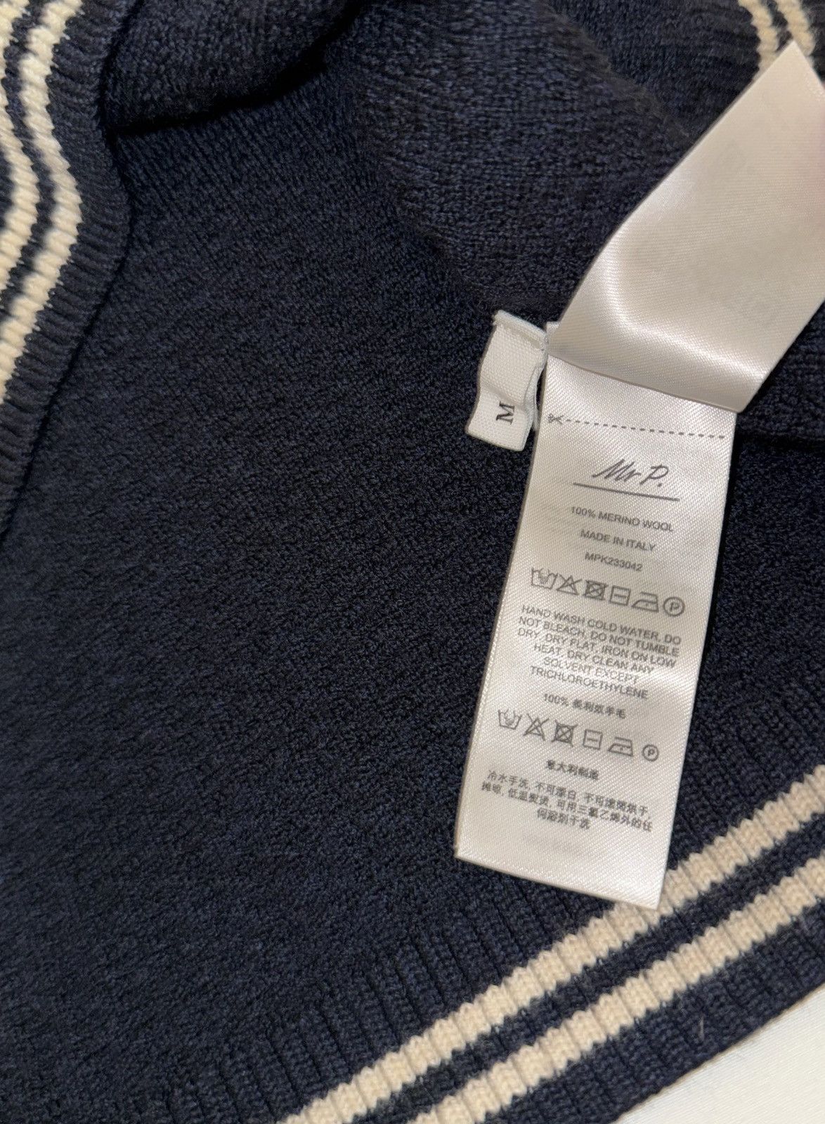 Mr P. Mr P. Ribbed Merino Wool Knit Button Up Shirt Navy Size US M / EU 48-50 / 2 - 5 Thumbnail