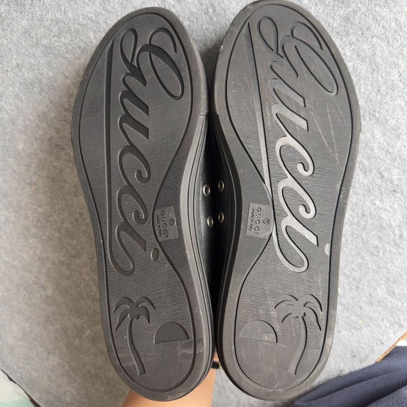 Gucci Gucci Black Leather Low-Top Sneakers Size US 8 / EU 41 - 4 Thumbnail