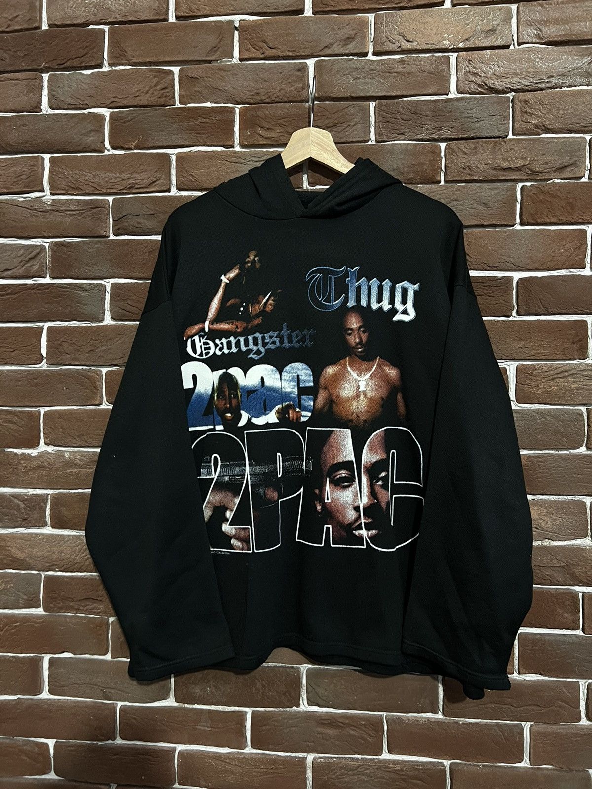 image of Band Tees x Rap Tees 2Pac Tupac Vintage 2001 Rap Hoodie Thug Life Hip Hop in Black, Men's (Size XL)