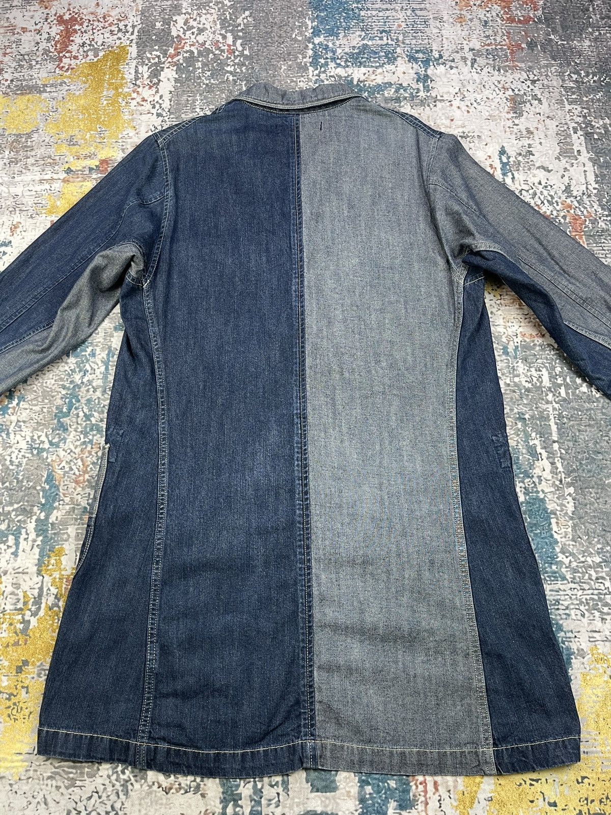 Japanese Brand Patchwork By Pocket Four Denim 2 Tone Osechi Coat Size US M / EU 48-50 / 2 - 6 Thumbnail