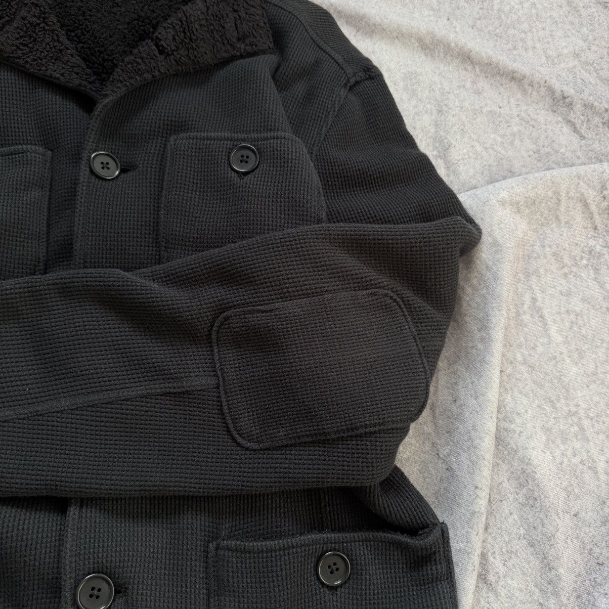 John Varvatos John Varvatos USA Black Waffle Knit Utility Sherpa Jacket Size US S / EU 44-46 / 1 - 8 Thumbnail