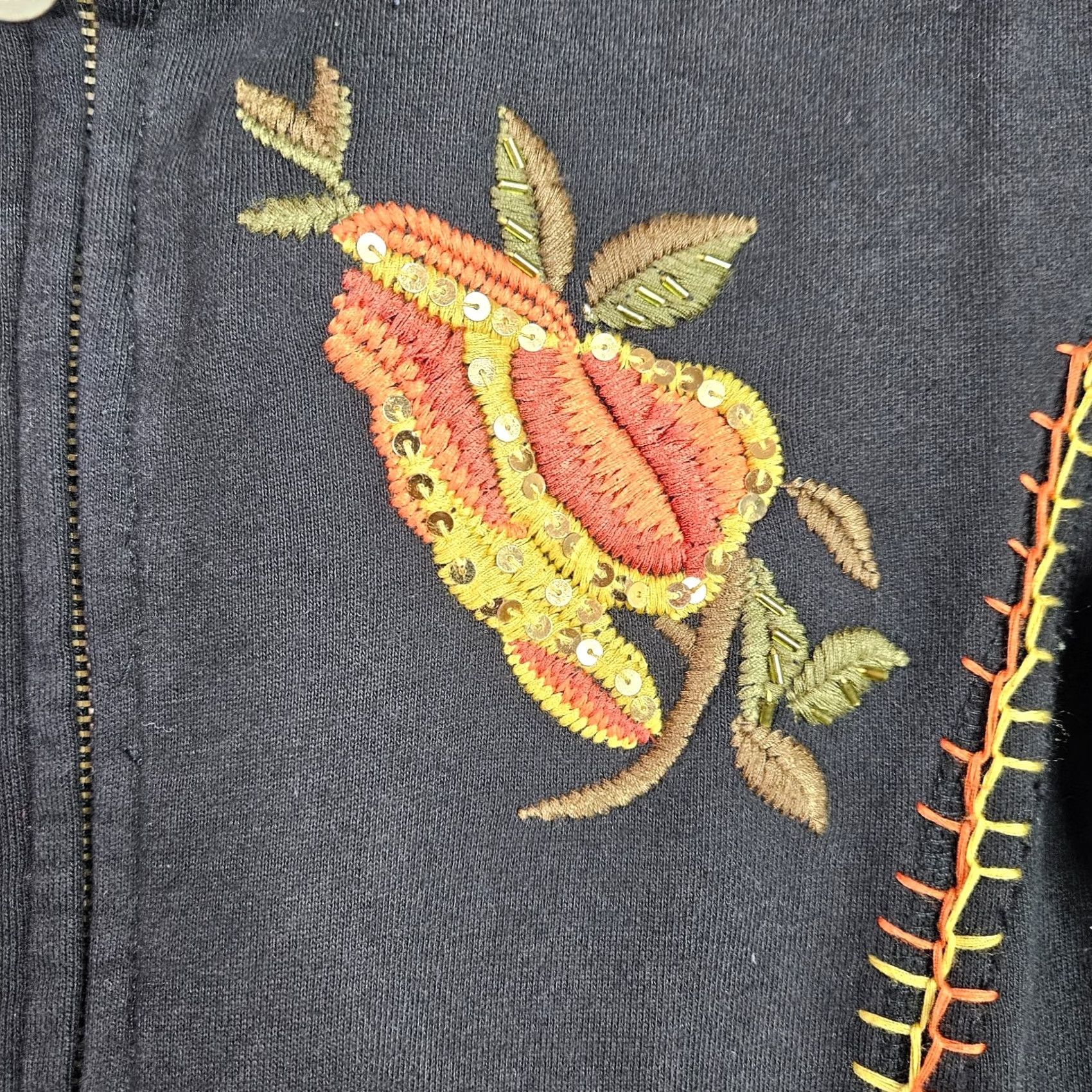Sugar Sugarlips Sweatshirt Women’s Black Embroidered Full Zip Cardigan Long Sleeve S Size S / US 4 / IT 40 - 3 Thumbnail