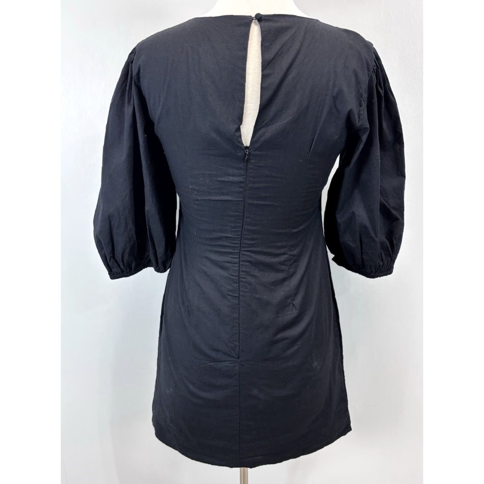 Free People Free People Hope Mini Dress Sz Small Women’s Black Puff Sleeve Ruched Fitted Size S / US 4 / IT 40 - 3 Thumbnail