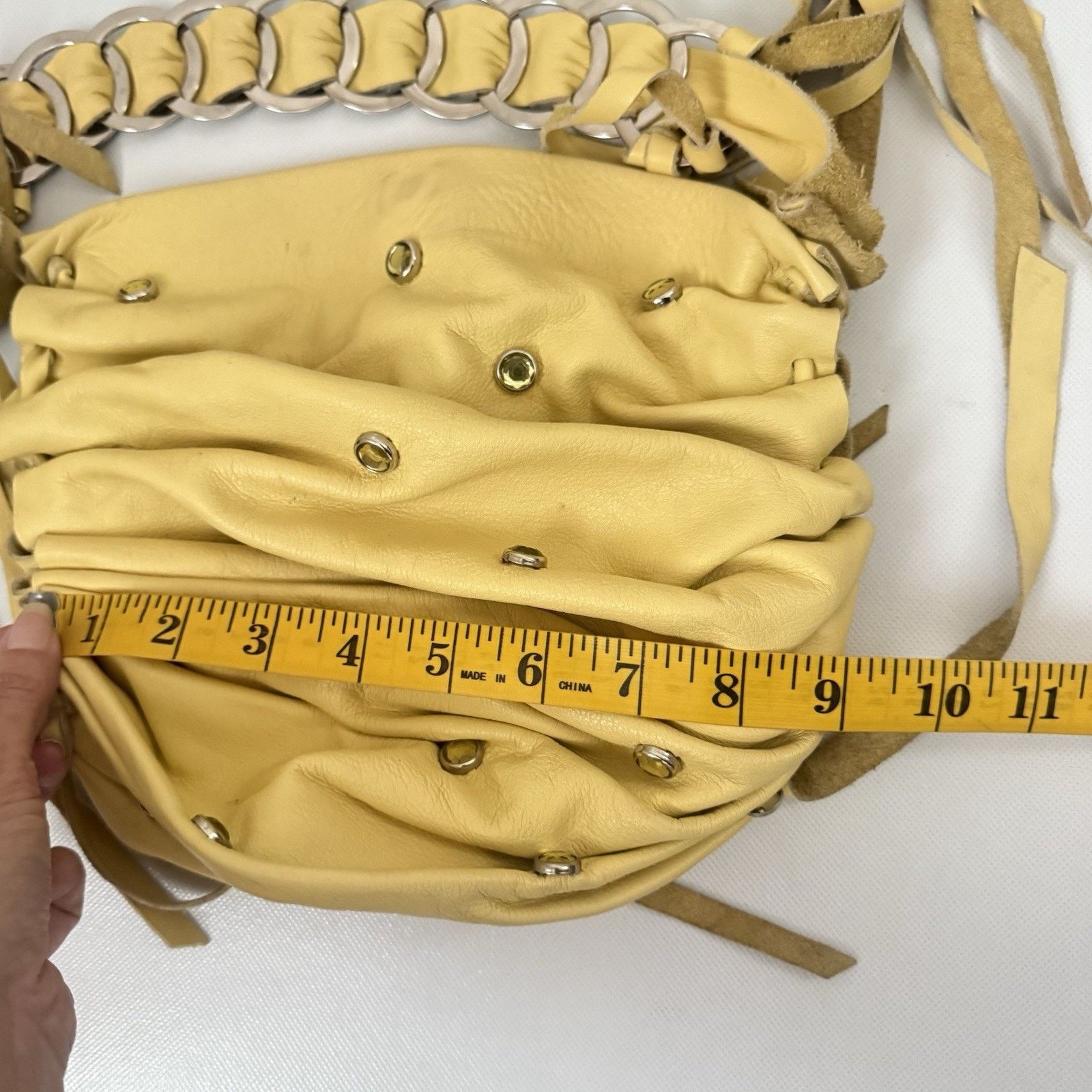 Other David Galan Designer Change Bag Jeweled Yellow Leather Boho Size ONE SIZE - 7 Thumbnail