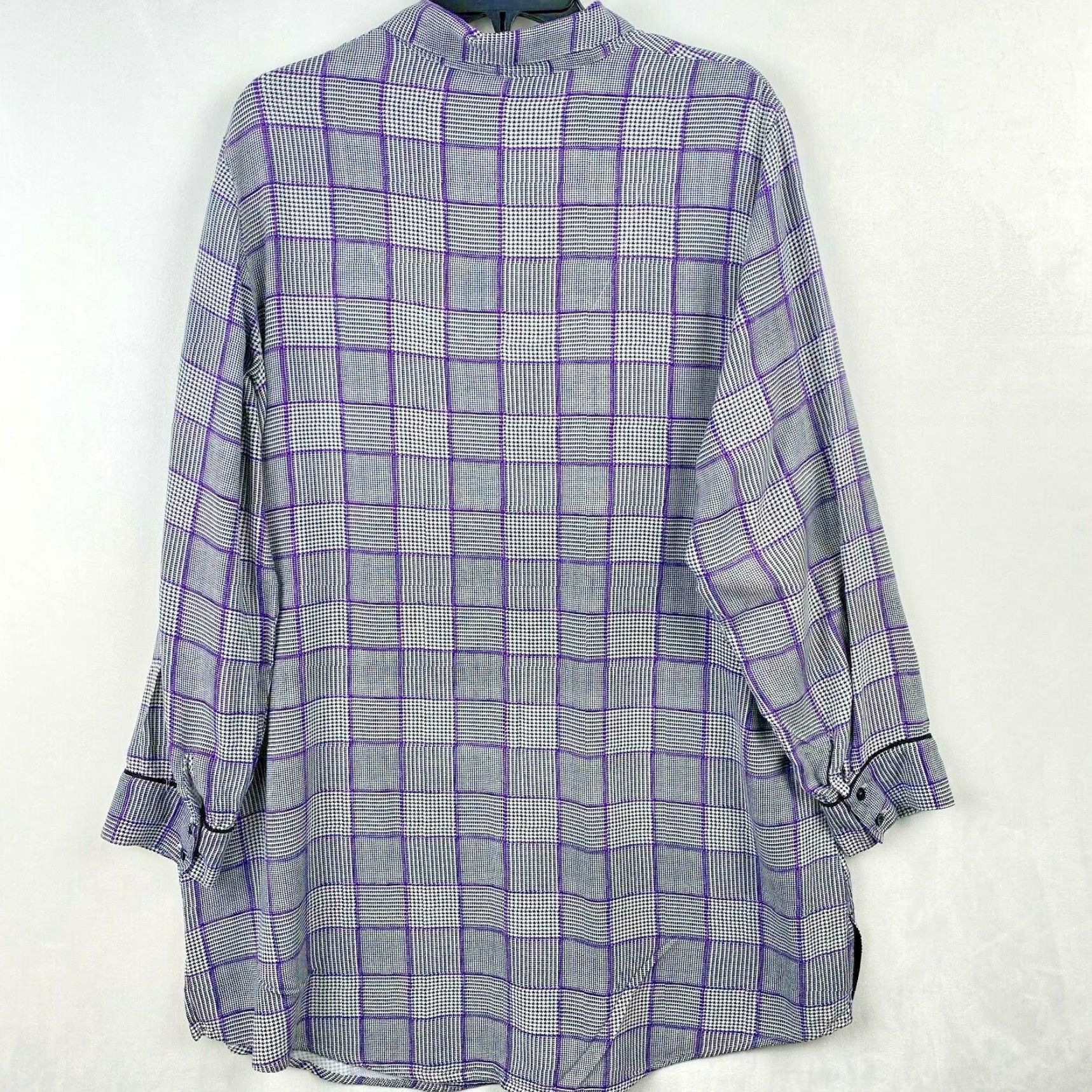 Chaps Chaps Purple Houndstooth Button-Up Tunic Long Sleeve Women's L Size L / US 10 / IT 46 - 2 Thumbnail