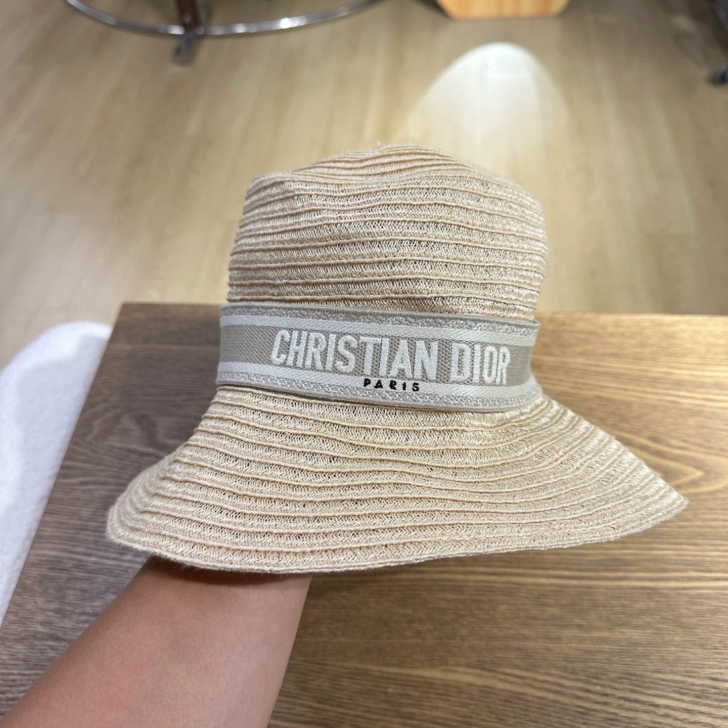 Christian Dior Monsieur Christian Dior may671 Logo Lettered Woven Straw Hat 57 Size ONE SIZE - 2 Thumbnail