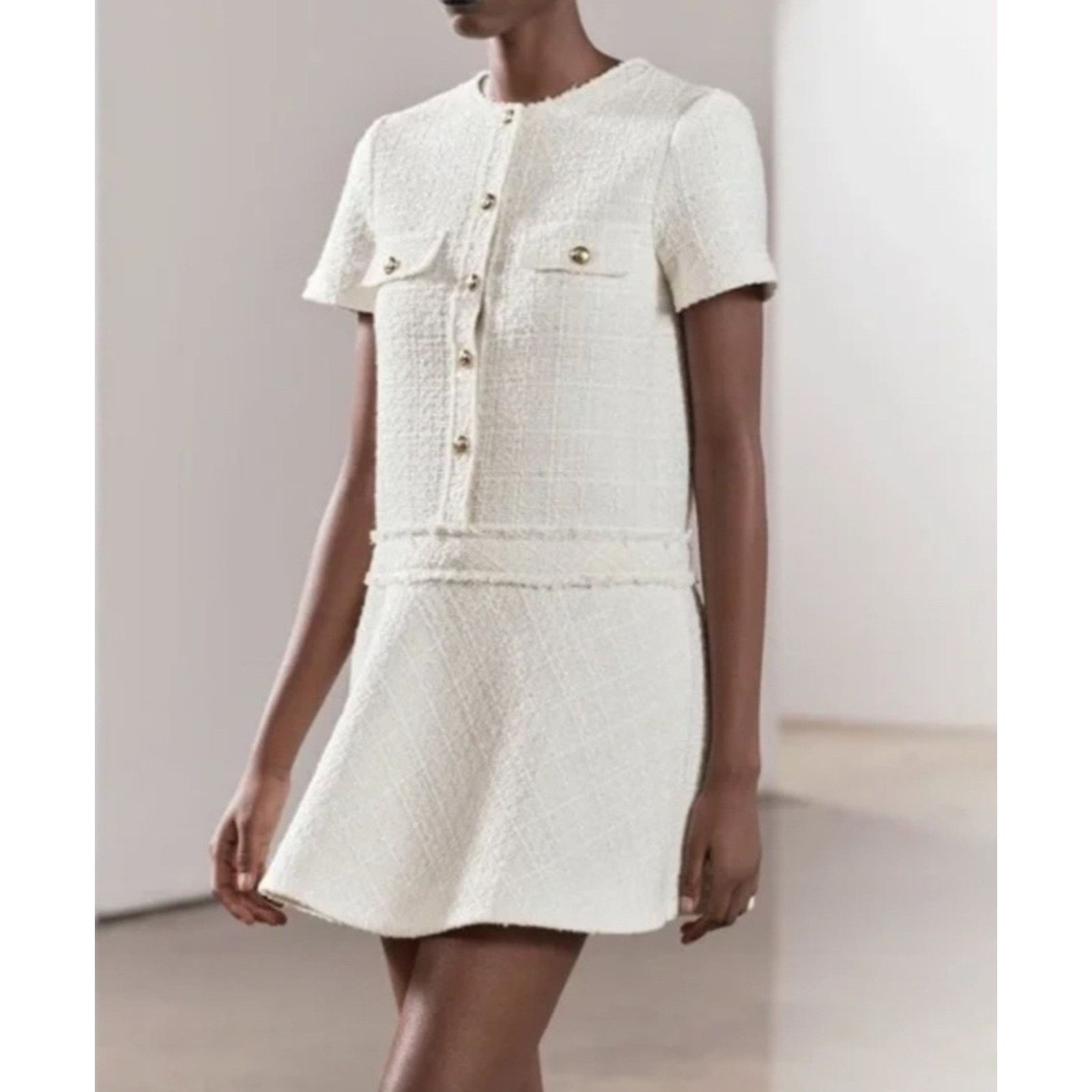 Zara ZARA WOMEN'S COLLECTION TEXTURED Tweed Mini Dress S Size S / US 4 / IT 40 - 5 Thumbnail