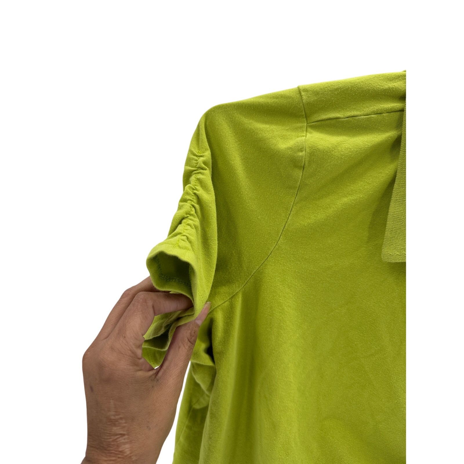 Michael Kors Michael Kors MK Ruched Half Zip Polo T-Shirt lime green 3XL Size 3XL / US 20-22 - 5 Thumbnail