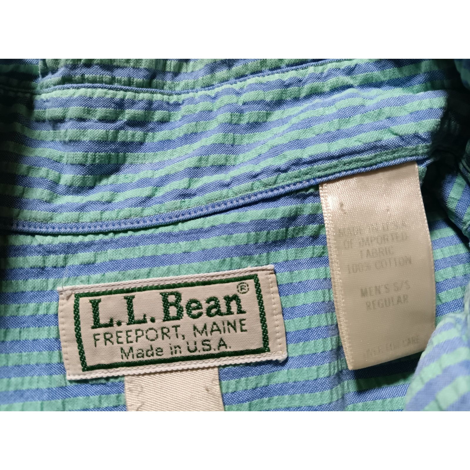 L.L. Bean LL Bean Vintage USA Men's Small Blue Green Striped Shirt Size US S / EU 44-46 / 1 - 3 Thumbnail