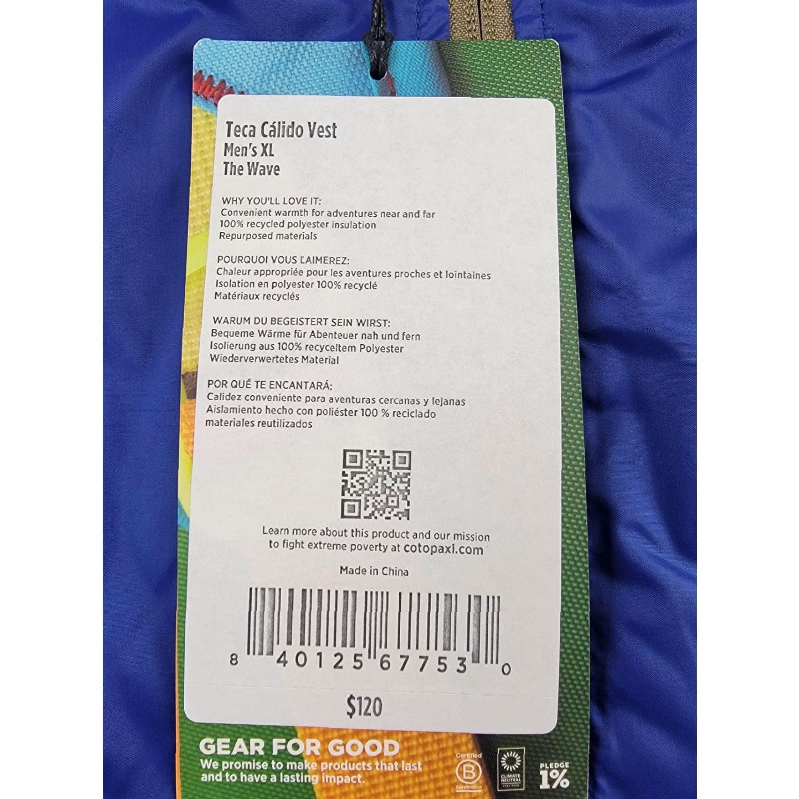 Cotopaxi Cotopaxi Teca Cálido Vest Mens XL Blue Green Puffer Zip Jacket Outdoor Insulated Size US XL / EU 56 / 4 - 3 Thumbnail