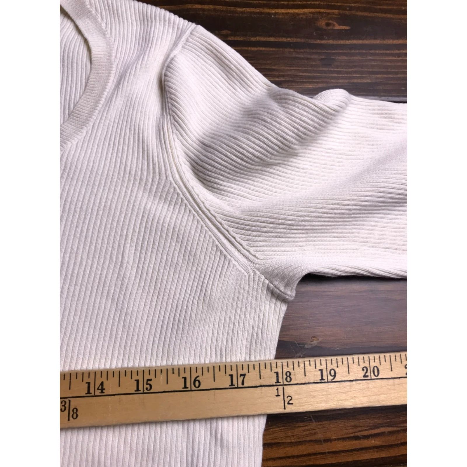 Vintage Telluride Clothing Co. Shirt Women's Large Cream Ribbed 3/4 Sleeve Size L / US 10 / IT 46 - 3 Thumbnail