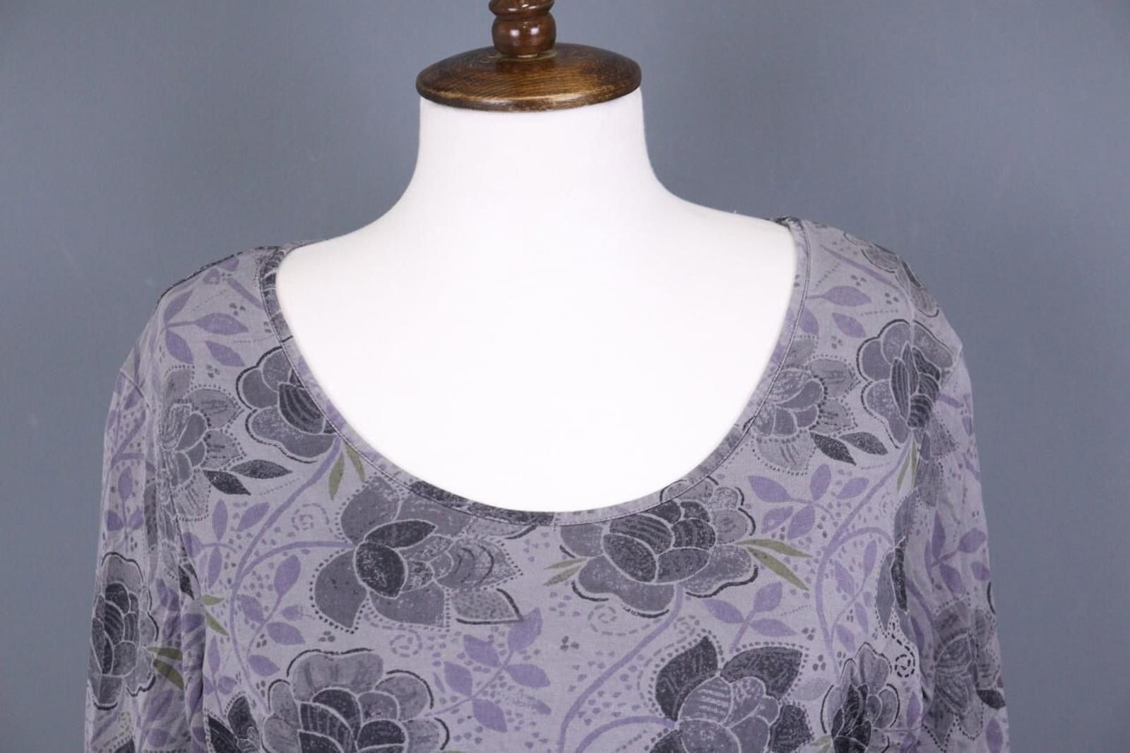 Designer Gudrun Sjoden Gray Floral Relaxed Blouse Shirt Size L Size L / US 10 / IT 46 - 2 Thumbnail
