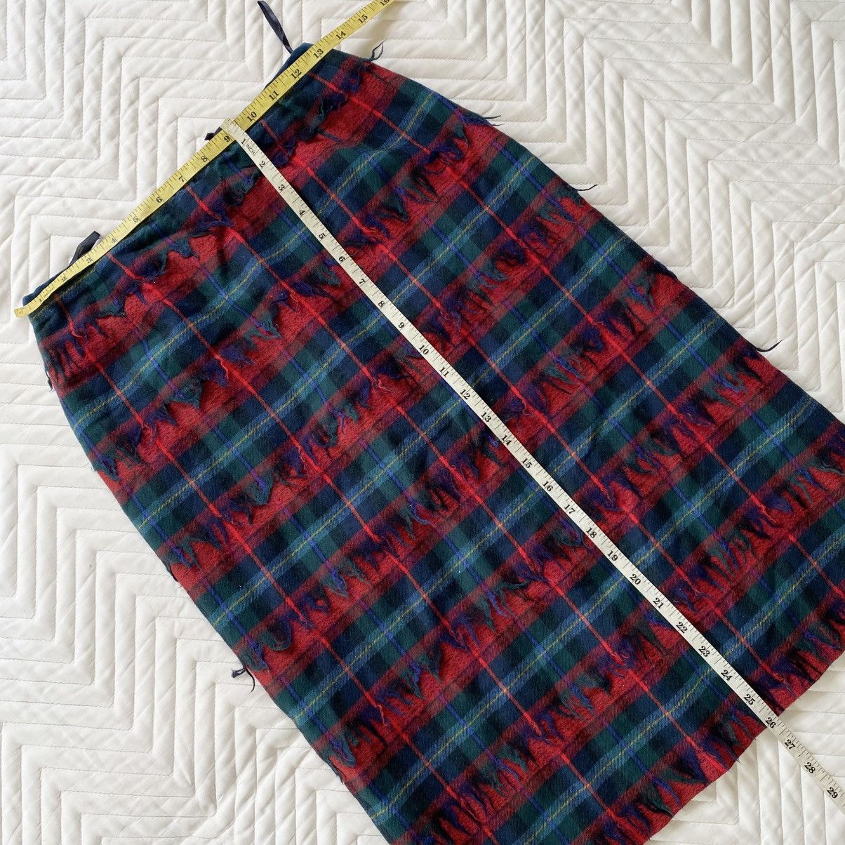 Vintage Comme Ça Fringed Tartan Skirt- Size 26" / US 2 / IT 38 - 3 Thumbnail