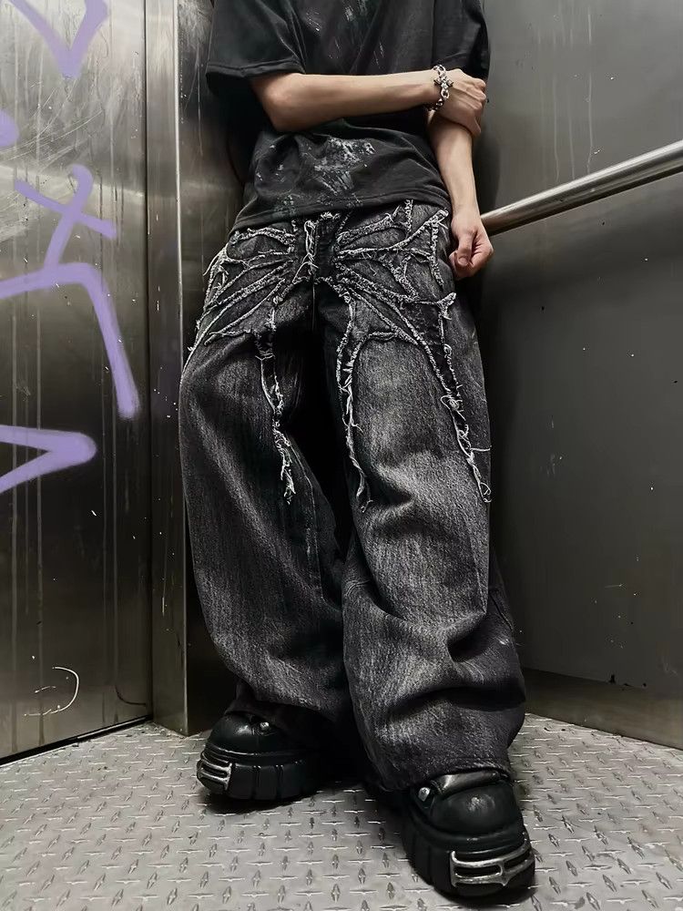 Vintage Black Distressed Jeans Size US 33 - 1 Thumbnail