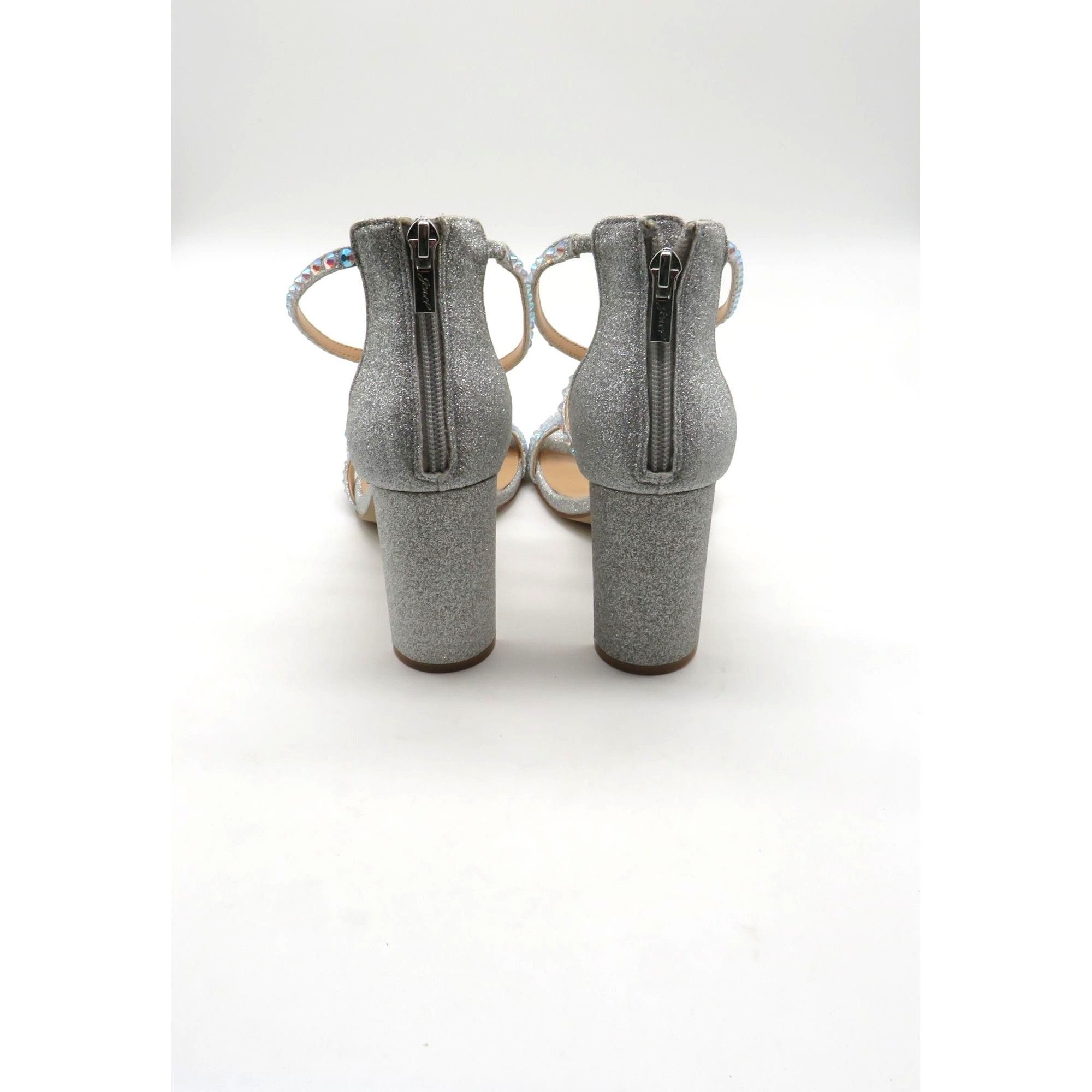 Other Jewel by Badgley Mischka Silver Glitter High Heel Sandals Rh Size US 8.5 / IT 38.5 - 5 Thumbnail