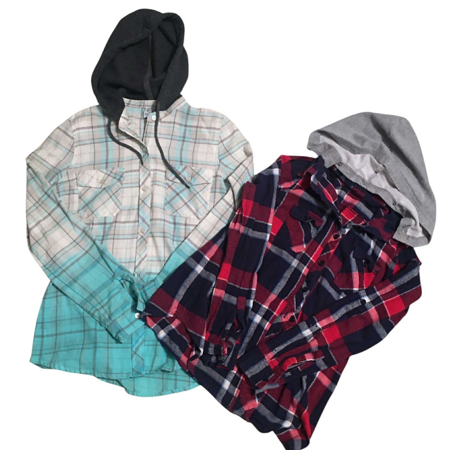 Other 2 Long Sleeve Button Down Hooded Flannels Plaid Jackets Sz M Size M / US 6-8 / IT 42-44 - 1 Thumbnail