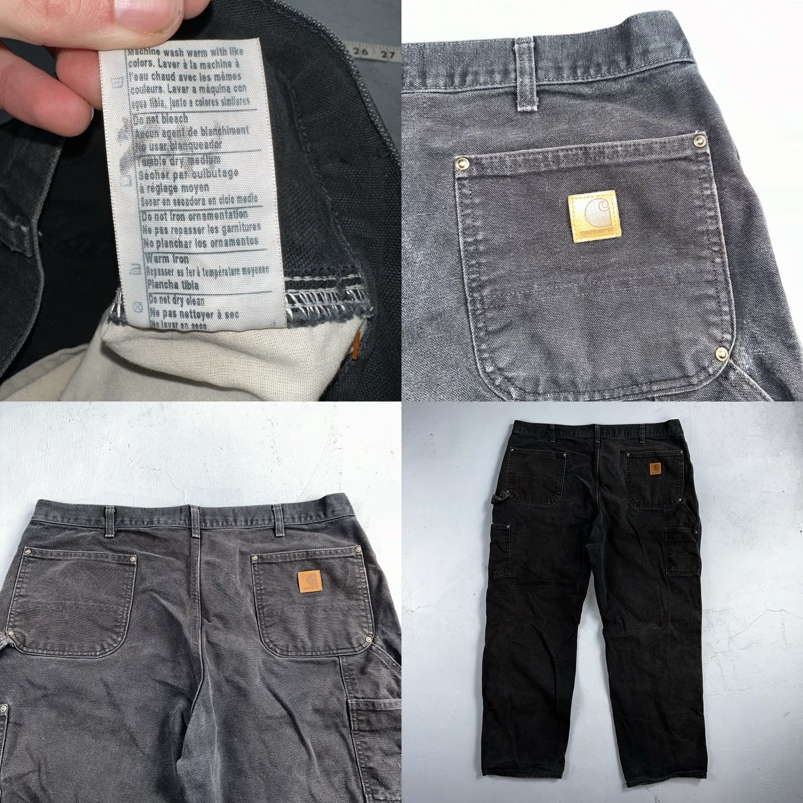 Carhartt VINTAGE Carhartt Pants Carpenter Straight Black 40x32 Men Regular Cotton Canvas Double Knee Belt Loops USA 40 32 B01 BLK Size US 40 / EU 56 - 9 Thumbnail