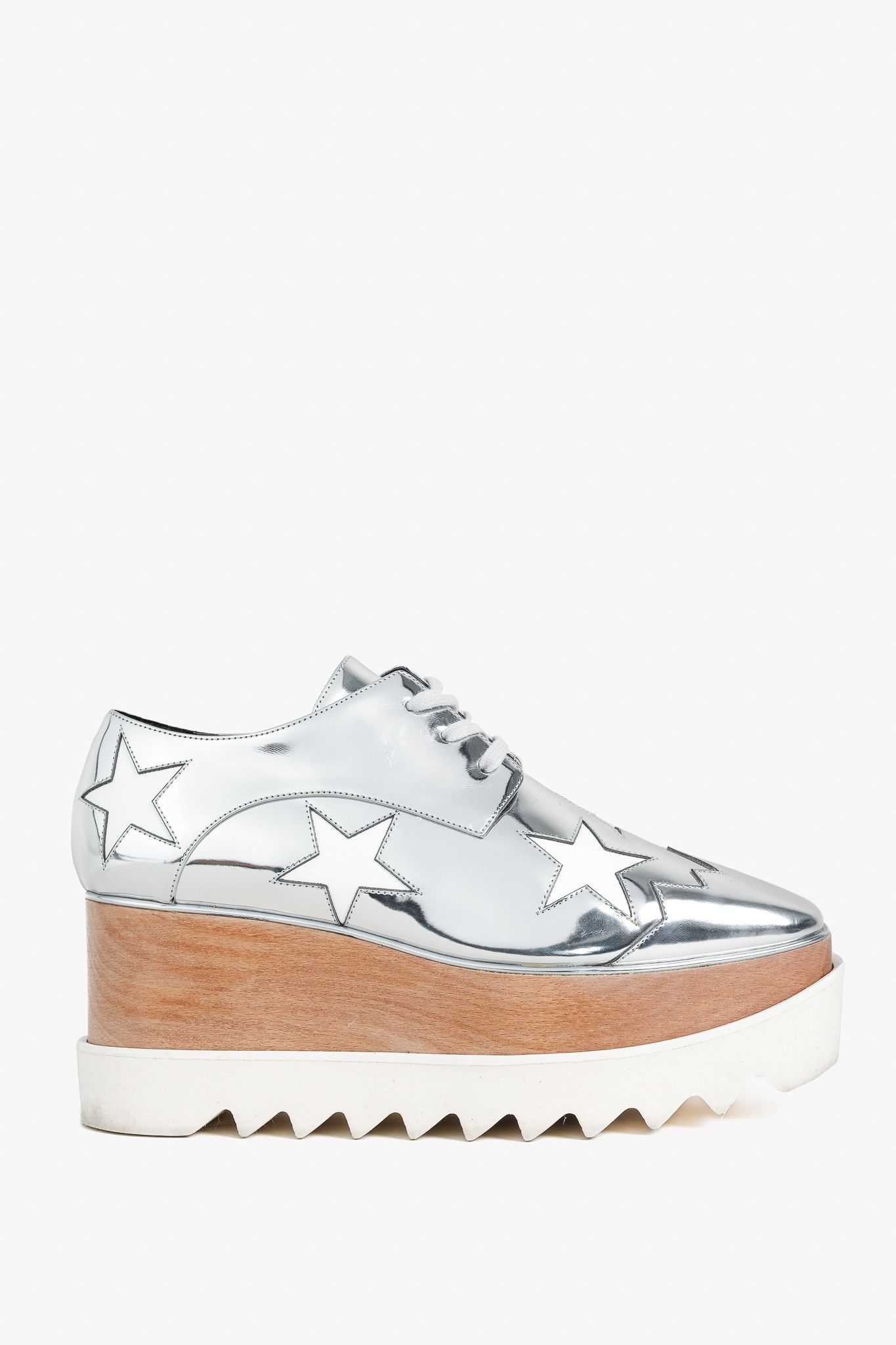Stella McCartney Stella McCartney Elyse Star Vegan-Leather Lace-Up Platforms Size US 7.5 / IT 37.5 - 1 Thumbnail