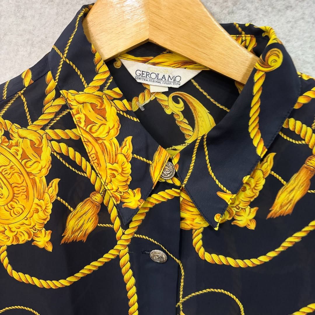 Vintage Silk Gold Print Shirt