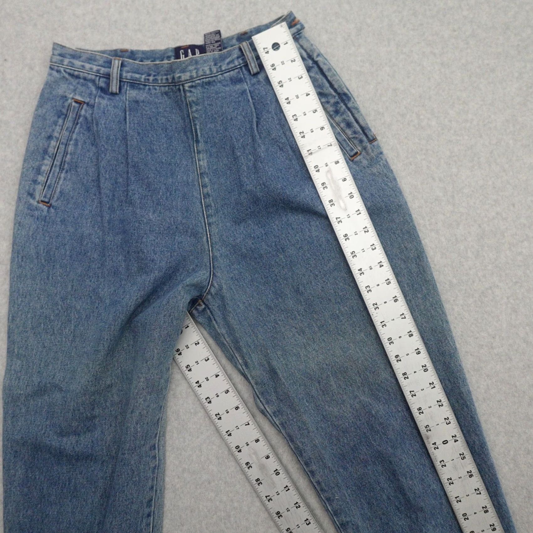 Guess VINTAGE GUESS Jeans Womens 11/12 Baggy Pleated Side Zipper Hip Denim Boyfriend 90s Mens? Size 32" / US 10 / IT 46 - 6 Thumbnail