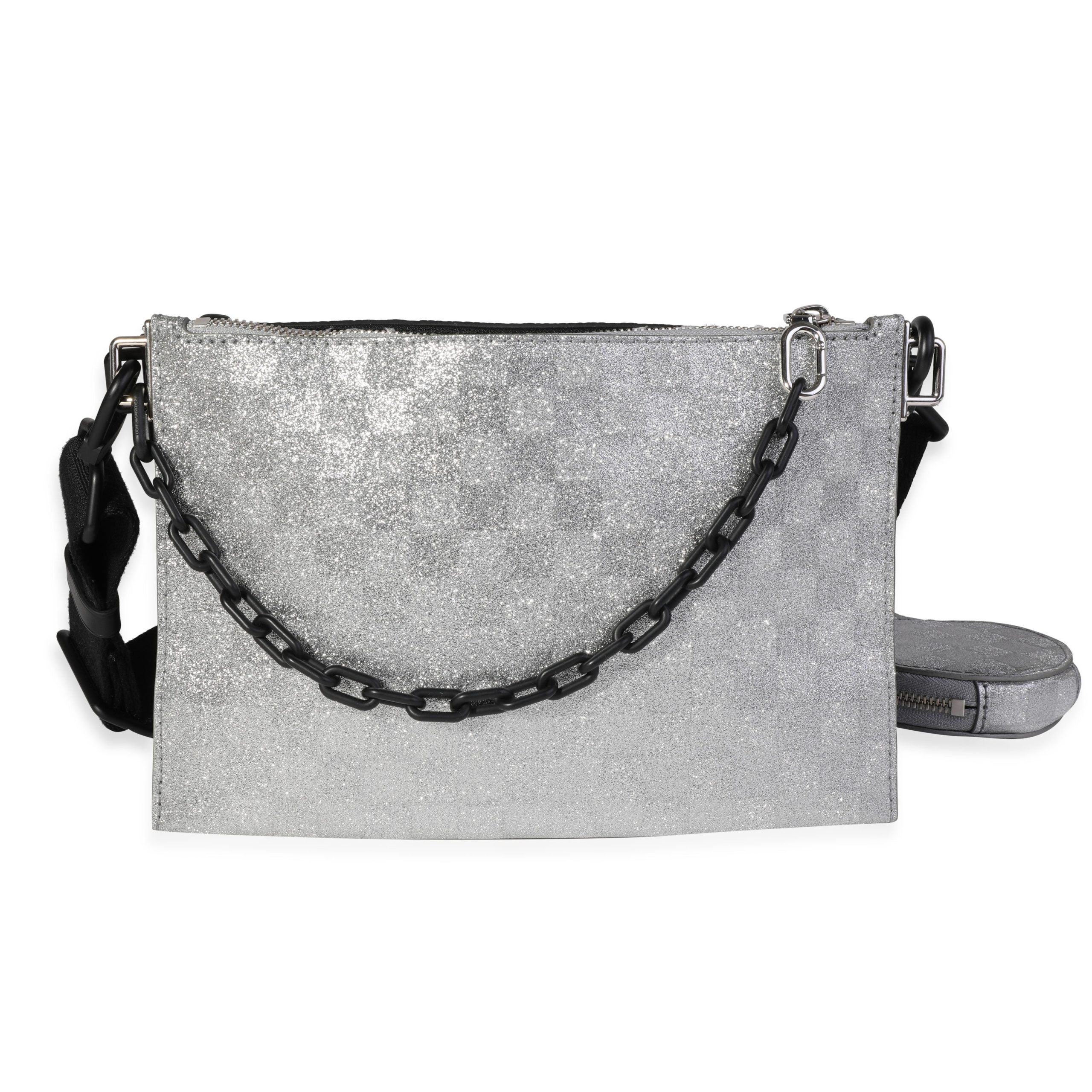 image of Louis Vuitton Silver Damier Glitter & Black Monogram Taurillon Sac In The Loop, Women's