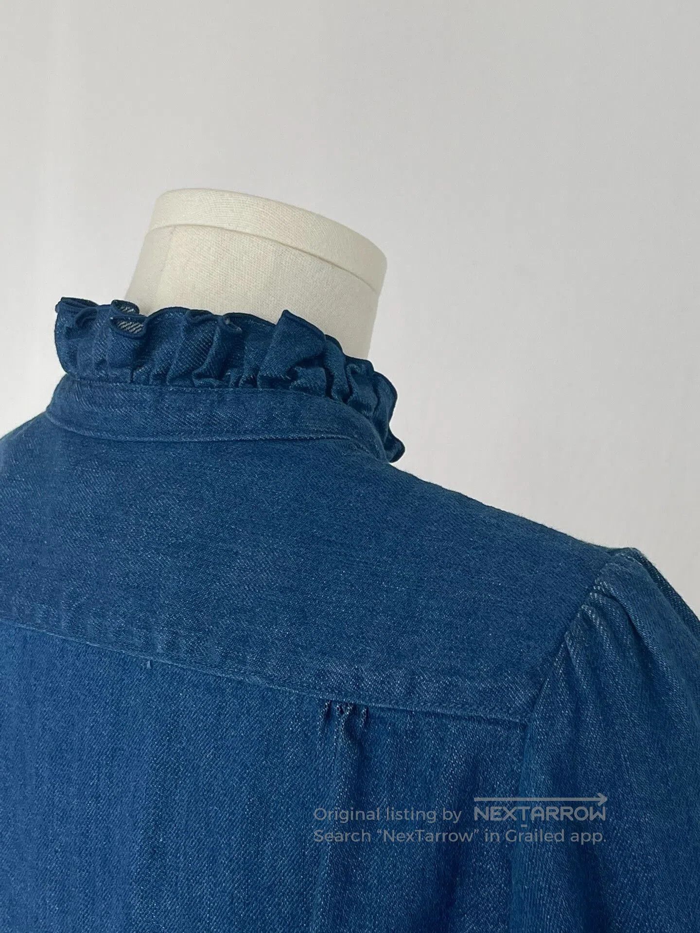 Kapital Cute Denim Ruffled Collar Shirt. Size XS / US 0-2 / IT 36-38 - 7 Thumbnail
