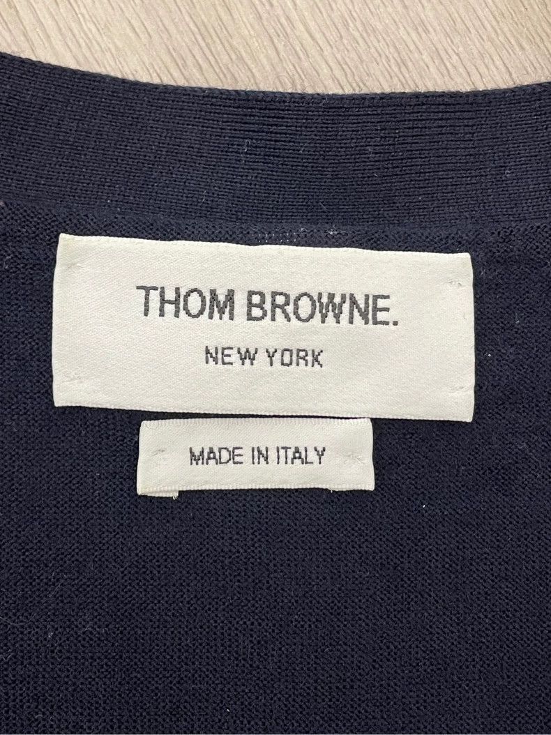 Thom Browne Thom browne Dark blue four-striped knitted cardigan jacket Size US S / EU 44-46 / 1 - 5 Thumbnail
