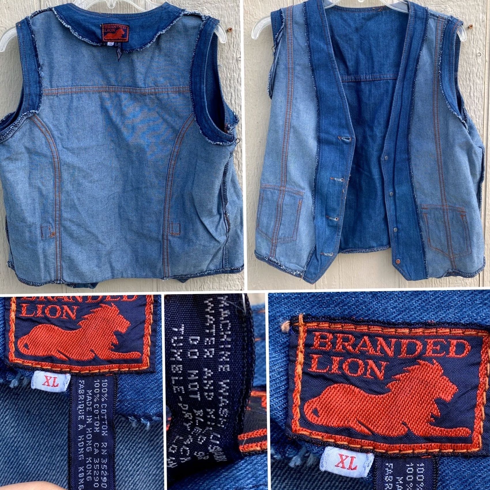 Denime VINTAGE Branded Lion Denim Vest Hippy Western 1970s Striped Pockets XL Blue Size US XL / EU 56 / 4 - 5 Thumbnail
