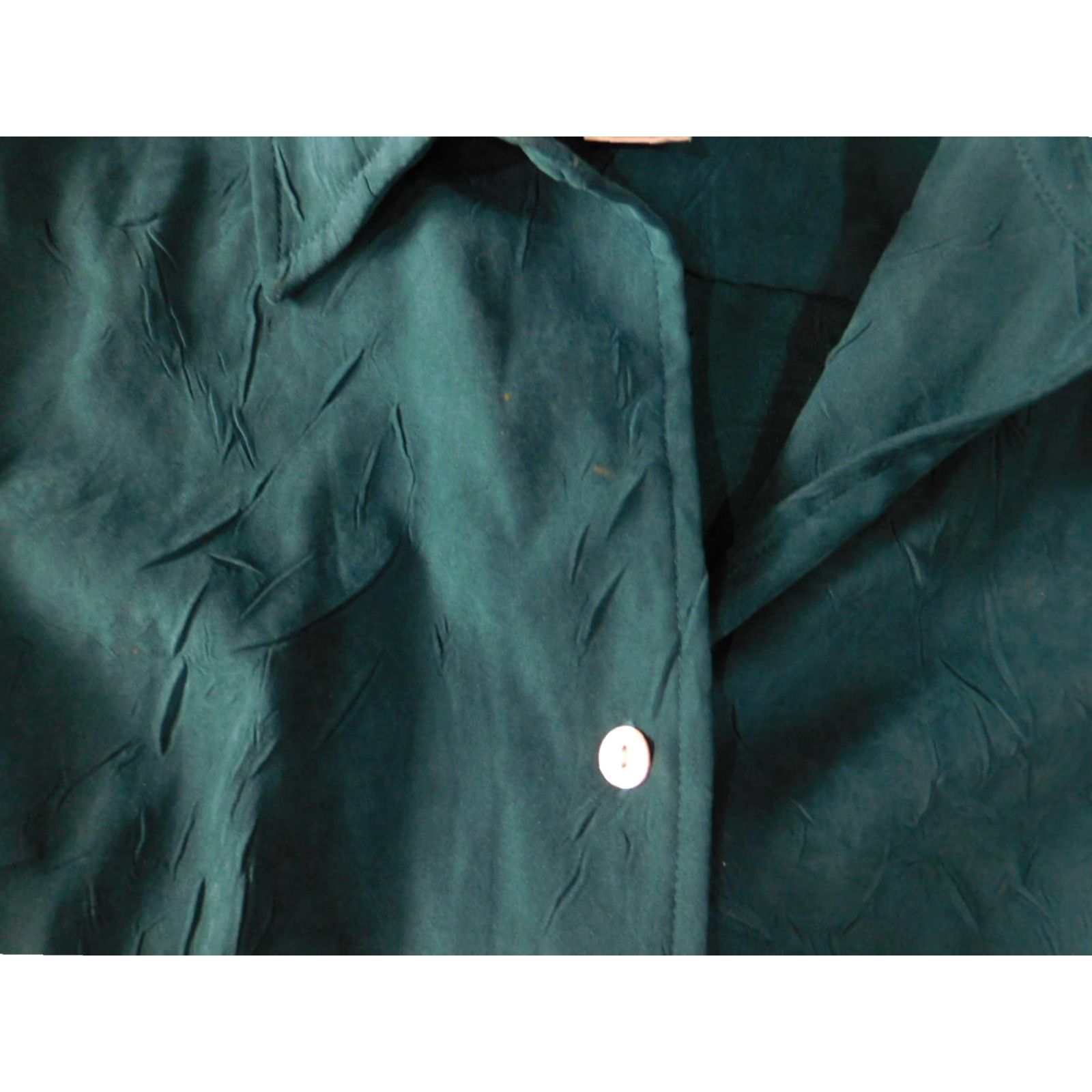 Coldwater Creek Coldwater Creek Button-Up Shirt Womens XS Green Nylon Polyester Cap Sleeve Collared Long Sleeve Casual Classic Ruffle Breathable Vintage No Size XS / US 0-2 / IT 36-38 - 4 Thumbnail