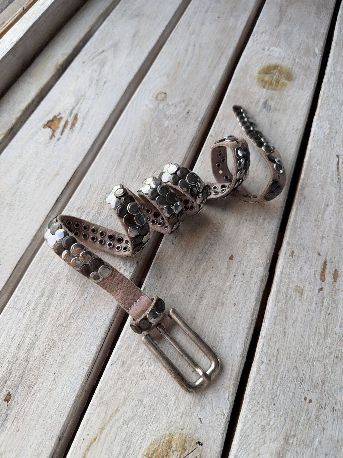 Japanese Brand Vintage Japanese Leather Punk Emo Rock Goth Y2K Drill belt Size ONE SIZE - 1 Thumbnail