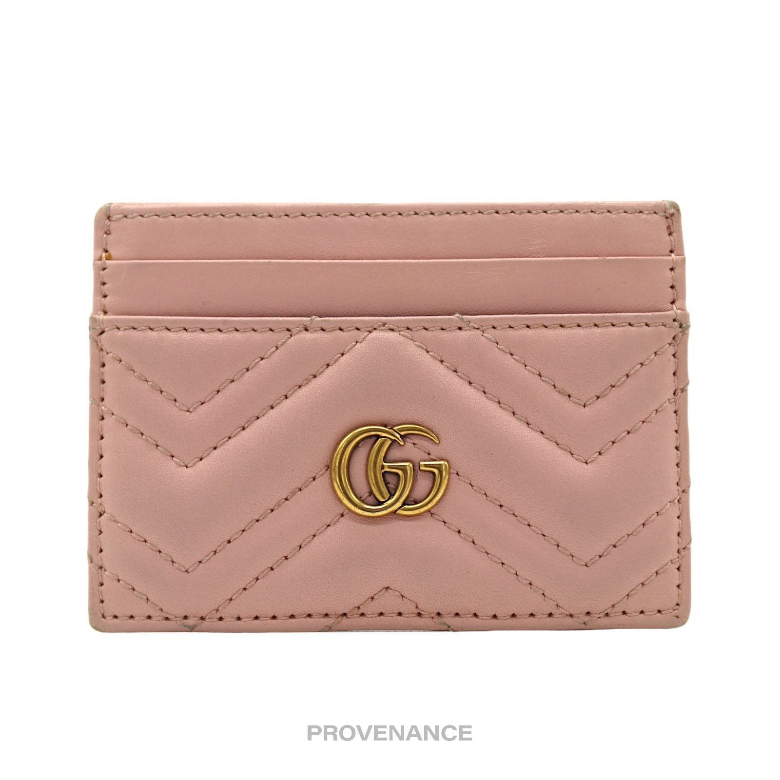 image of Gucci GG Matelassé Card Holder Wallet - Powder Pink, Women's