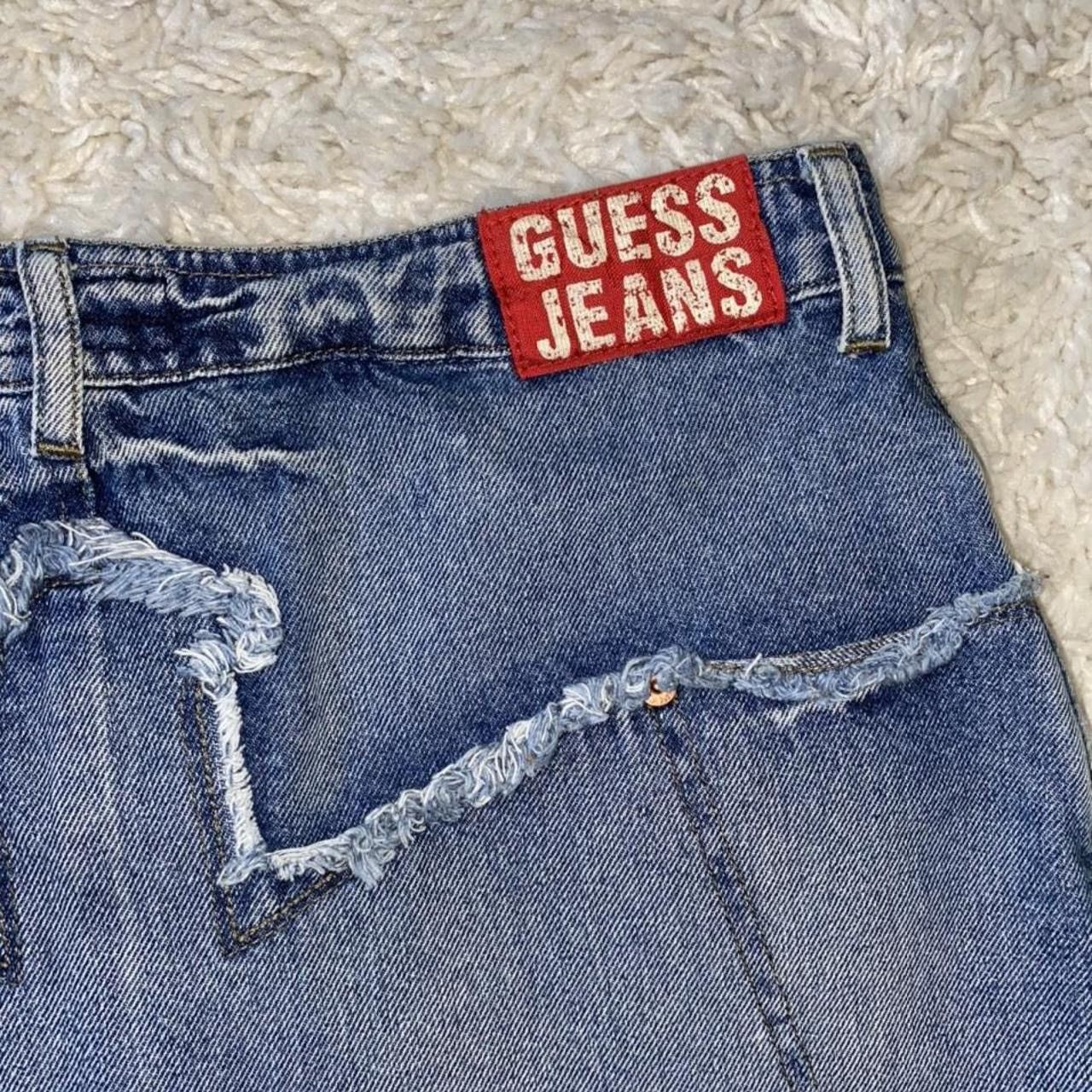 Guess GUESS JEANS y2k Distressed Raw Hem Denim Mini Skirt Size 27" / US 4 / IT 40 - 4 Thumbnail