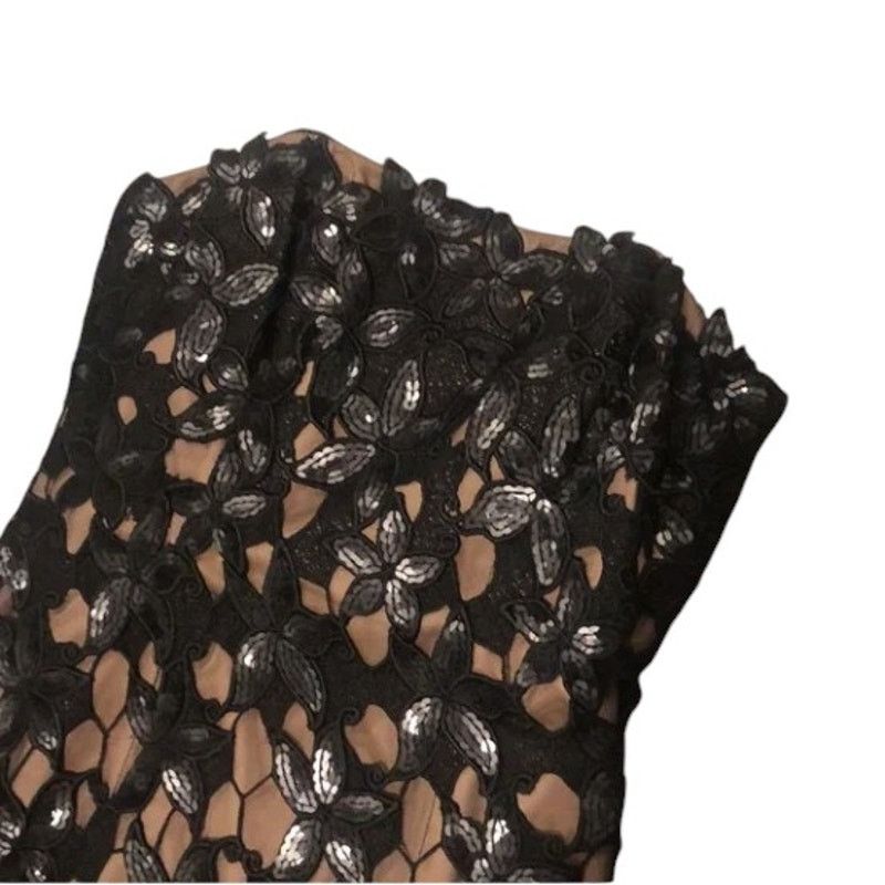 Theia Black Floral Dress Size 6