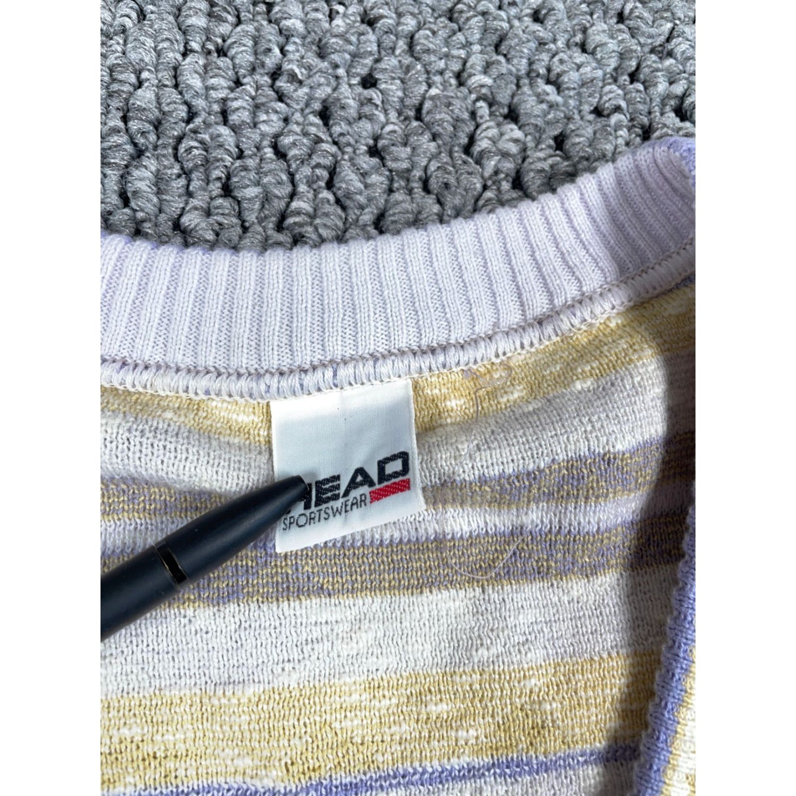 Vintage VINTAGE HEAD Geometric Knit Sweater Mens Large White Purple V-Neck Pullover 90s Style Embroidered Accent Knitwear Size US L / EU 52-54 / 3 - 3 Thumbnail