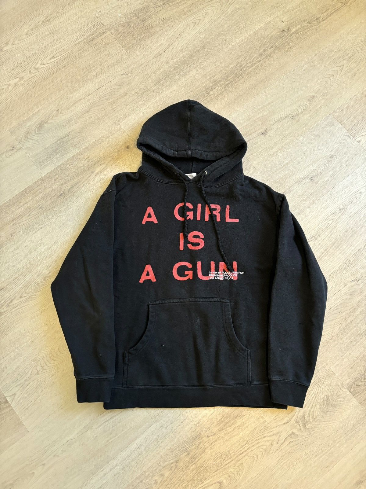 Pleasures a girl is a gun hoodie hotsell