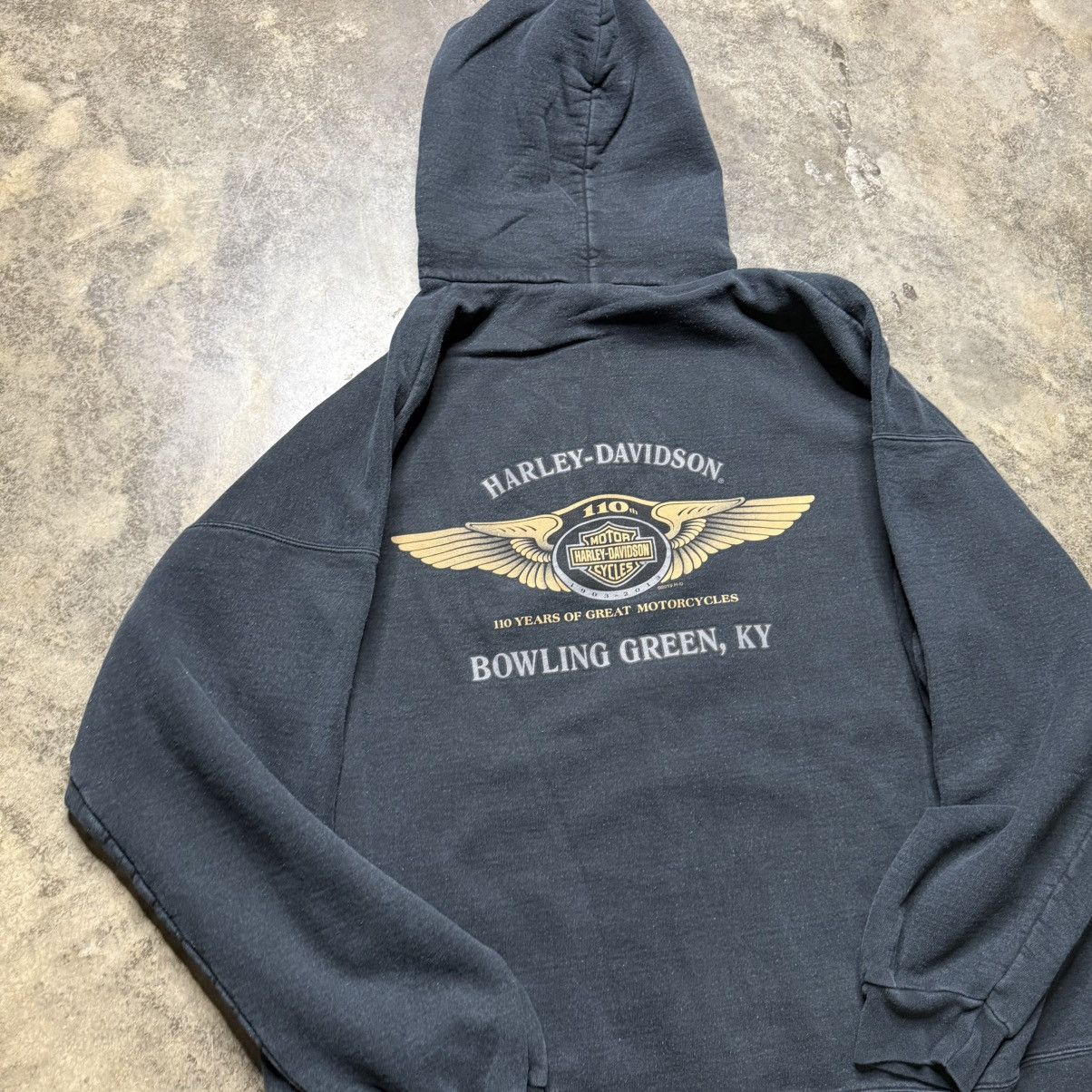 Harley Davidson vintage harley davdison baggy biker faded black hoodie Size US XXL / EU 58 / 5 - 8 Thumbnail