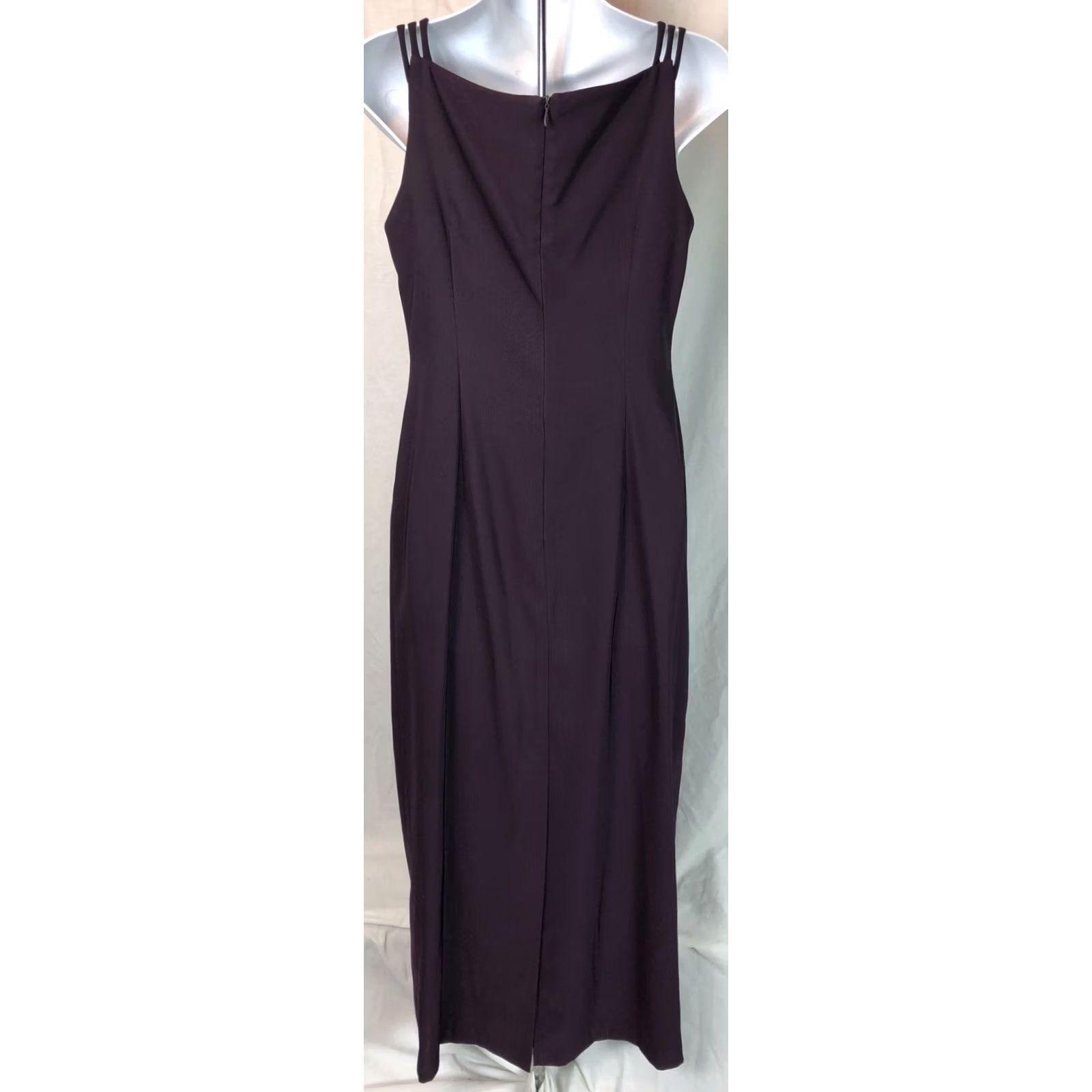 Vintage VINTAGE CDC Purple Bead Embroidered Halter Gown Dress 6P Long Slit Satin Petite Women Formal Prom Cocktail Party Wedding Size M / US 6-8 / IT 42-44 - 4 Thumbnail