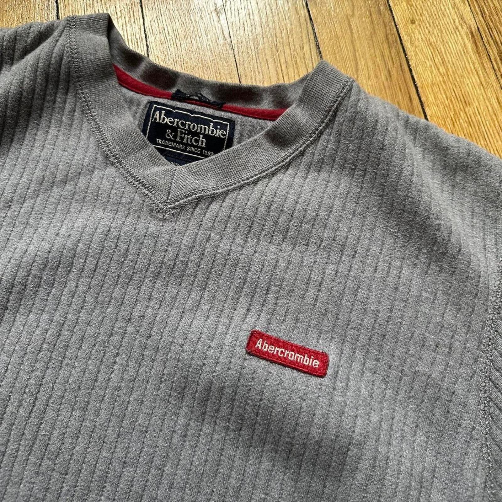 Abercrombie & Fitch × Vintage Y2K Abercrombie Ribbed V Neck Longsleeve Pullover Sweater Size US L / EU 52-54 / 3 - 4 Thumbnail