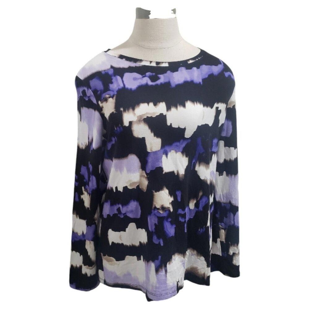 Chicos CT1848 Chico's Purple & Black Long Sleeve Blouse M Size M / US 6-8 / IT 42-44 - 1 Thumbnail