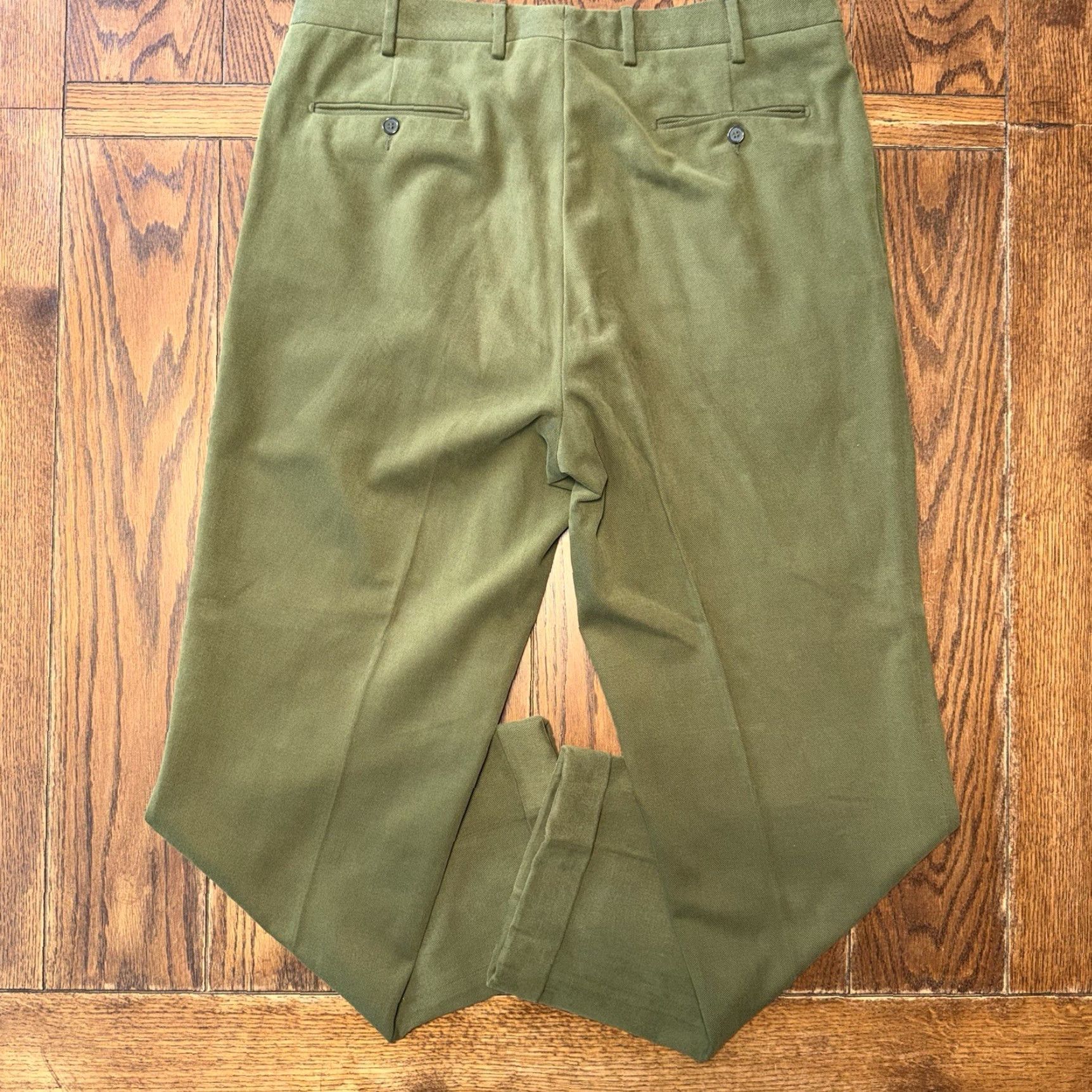 Vintage Ben Silver Charleston Steep Twill Cotton Trousers Mens 37x32 Green Italy Cuffed Size US 38 / EU 54 - 7 Thumbnail