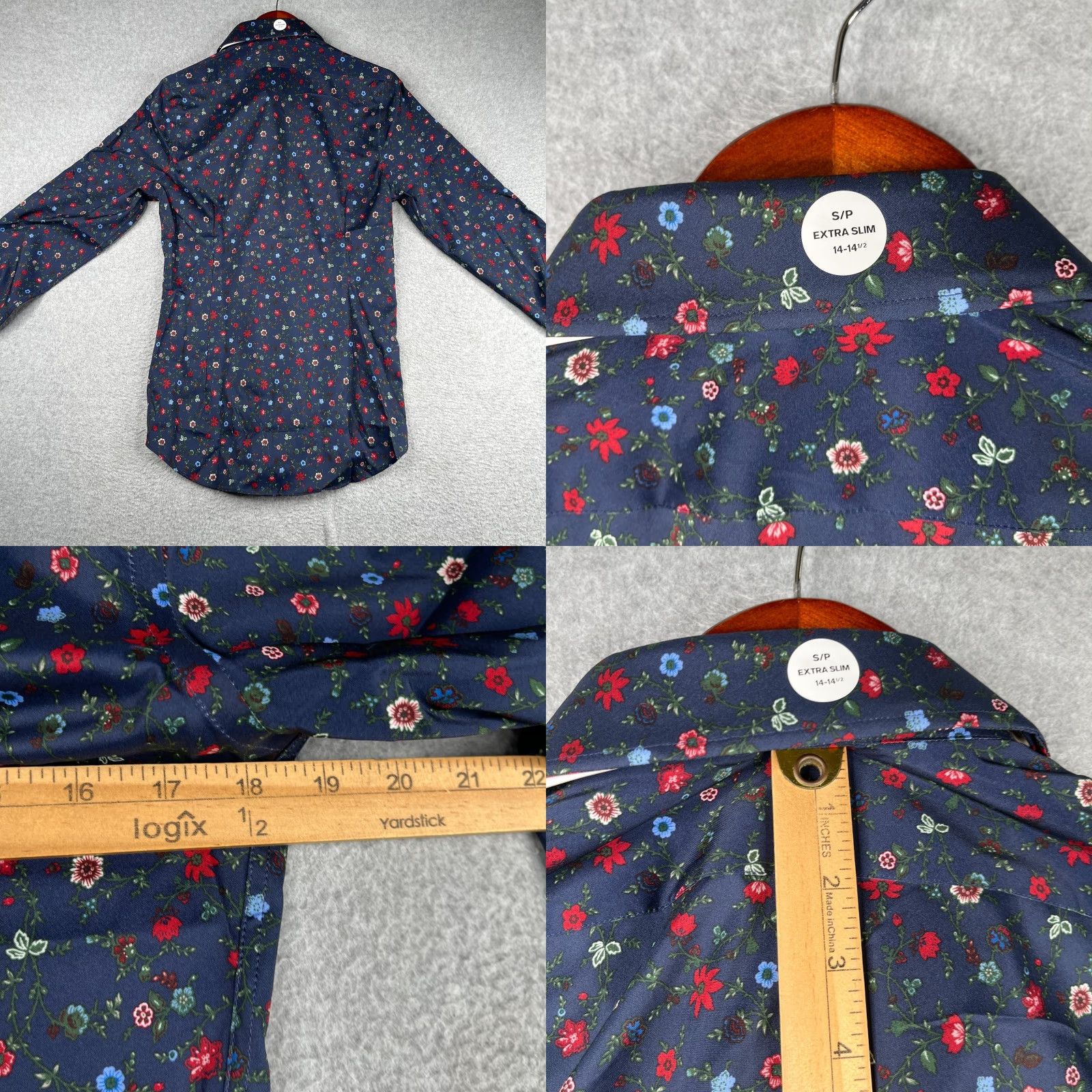 Express Express Shirt Navy Floral Button-Up Long Sleeve Slim Extra Small NEW Size US S / EU 44-46 / 1 - 8 Thumbnail