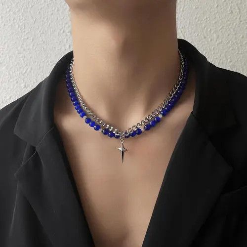Jewelry Double Layered Blue STAR Necklace Size ONE SIZE - 7 Thumbnail