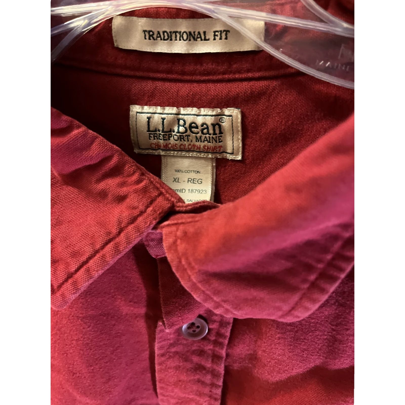 Vintage VINTAGE L.L. Bean Shirt Men XL Red Chamois Long Sleeve Button-Front Heavyweight Cotton Casual Size US XL / EU 56 / 4 - 2 Thumbnail