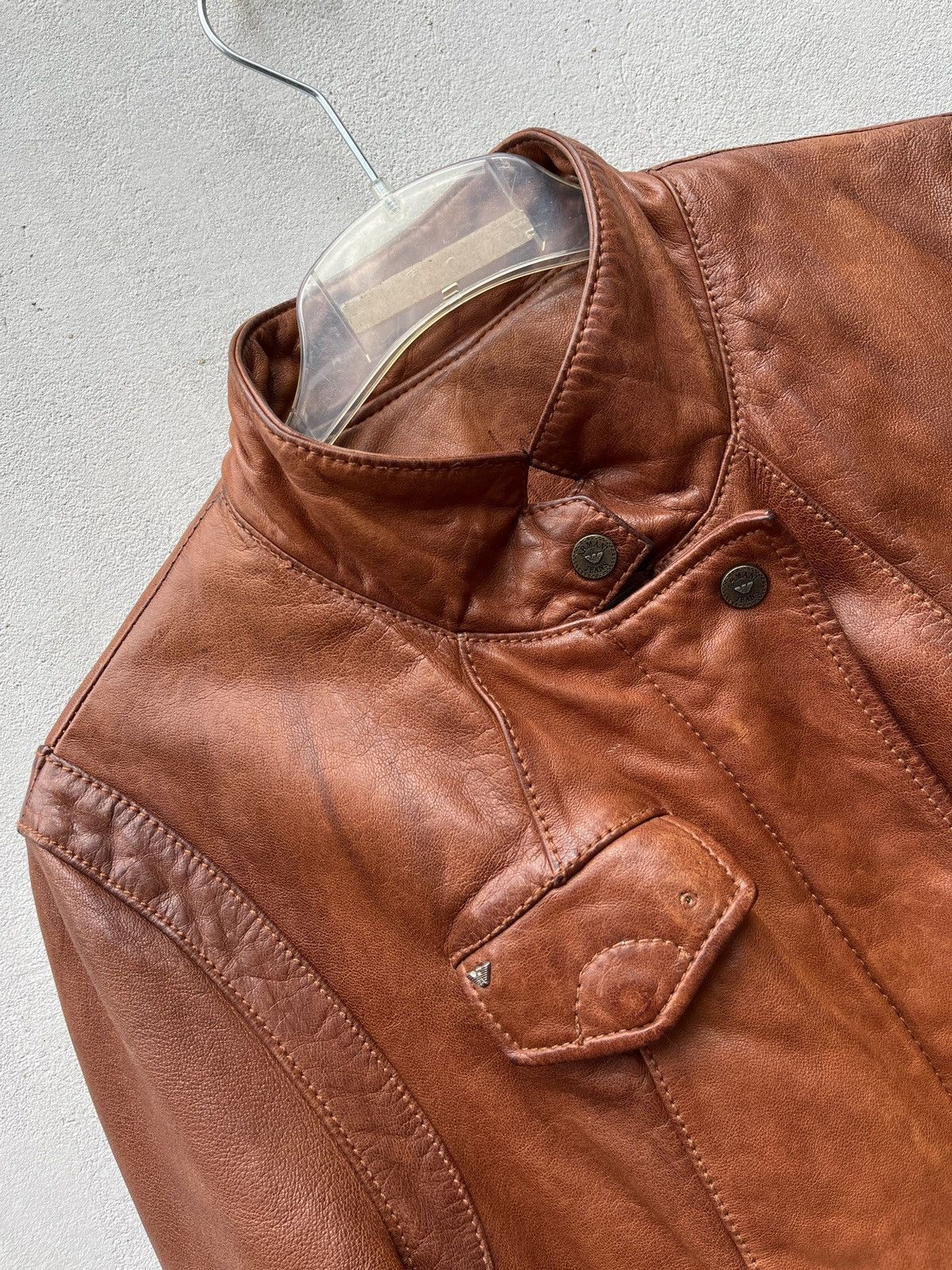 Armani Vintage Armani Jeans Archive leather bomber jacket aviator Size M / US 6-8 / IT 42-44 - 1 Thumbnail