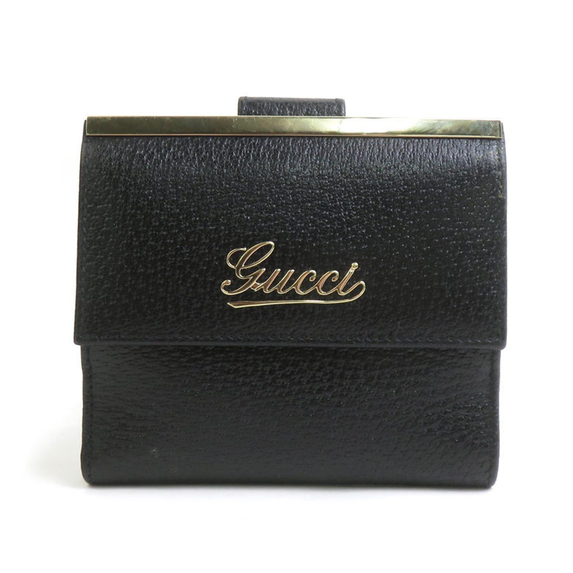 Gucci Gucci Bi-fold Wallet Leather Black Men's Women's 170369 Free Shipping h32047a Size ONE SIZE - 1 Thumbnail