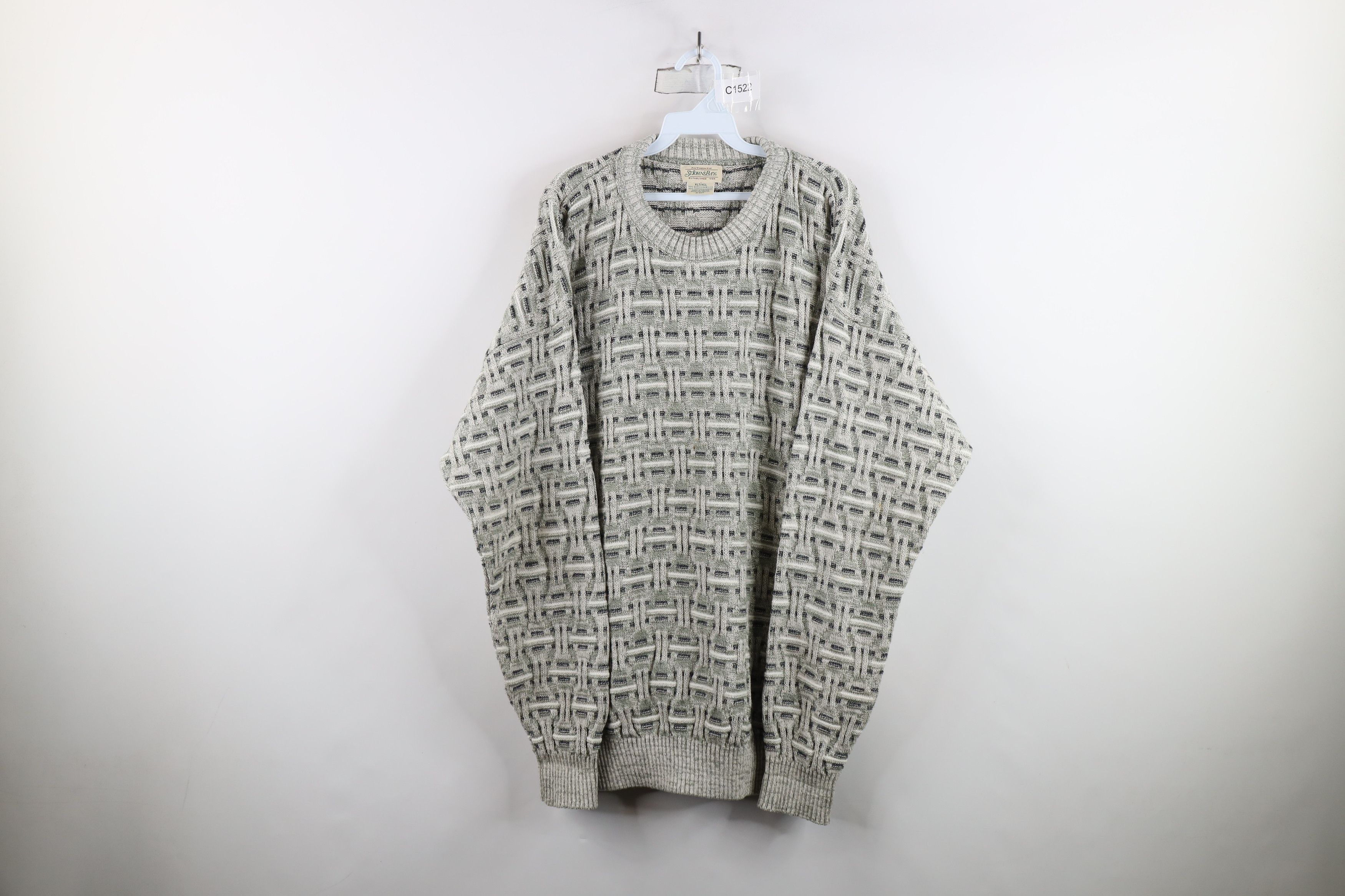 Vintage Vintage 90s Streetwear Cross Weave Knit Dad Crewneck Sweater Size US XL / EU 56 / 4 - 1 Thumbnail